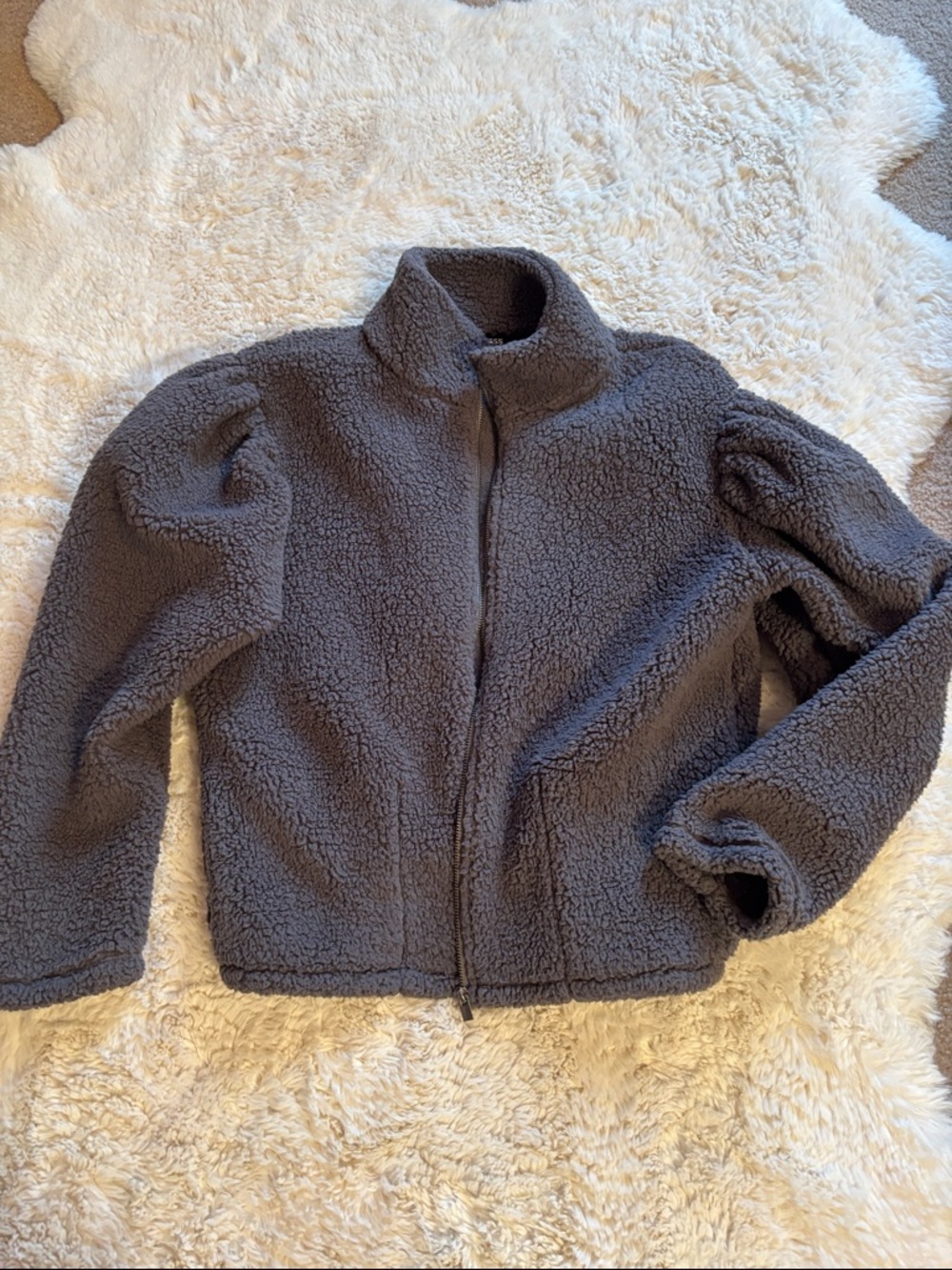 Express Plush Sherpa Jacket in Gray